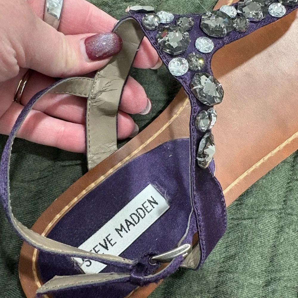 Steve Madden Embellished Purple Sandal Rhinestones Size 9